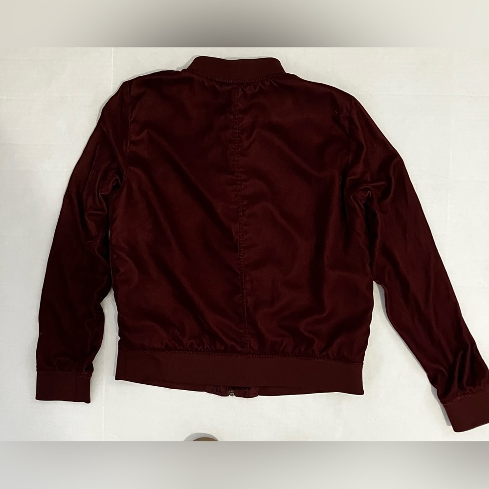 a.n.a Burgundy Velour Bomber Jacket-Large - Picture 4 of 11